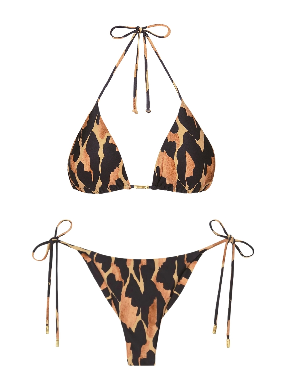 ViX Paula Hermanny Camu  Serena Tri Top and Cheeky Tie Side Bikini Set Xs/M NWT